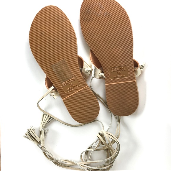 Soludos lace up gold leather roman sandals sandal - Picture 2 of 6